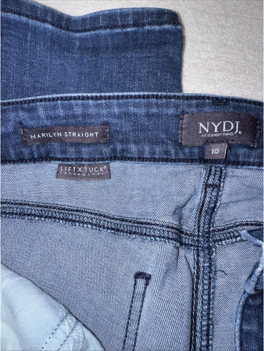 NYDJ Marilyn Straight Leg Jeans Womens 10 Stretch Denim Lift Tuck Mid-Rise Blue